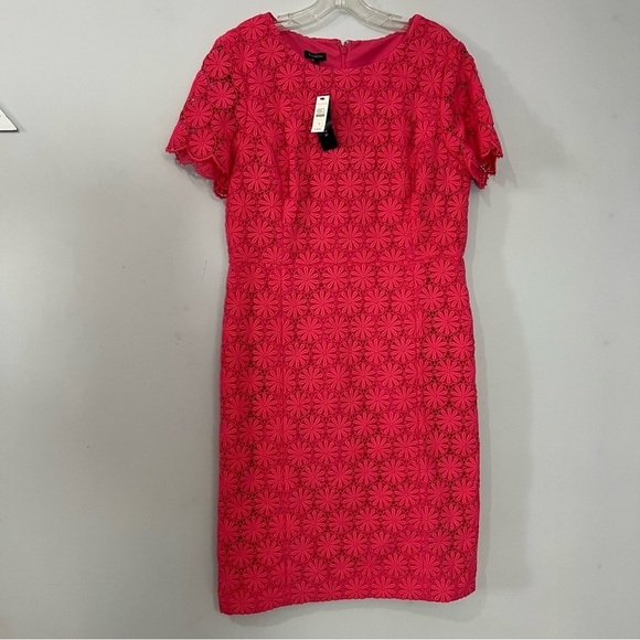 NWT Talbots Pink Midi Floral Lace Fitted Preppy Day Dress Brunch Shower Career - Picture 13 of 15